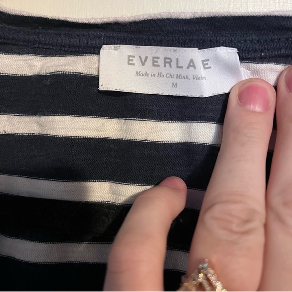 Everlane Classic Striped cotton Sleeveless Tank top navy white - Picture 2 of 3